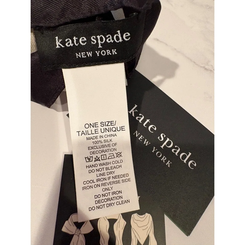 Kate Spade New York Silk Square Scarf Black White Animal Leopard Print NWT
